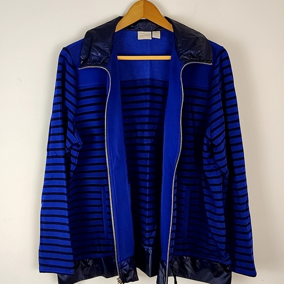 Chicos Zenergy blue and black striped full-zip jacket - Picture 11 of 12
